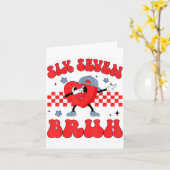 Checkered Six Seven Bruh Hearts 67 Valentines Day カード (黄色い花)