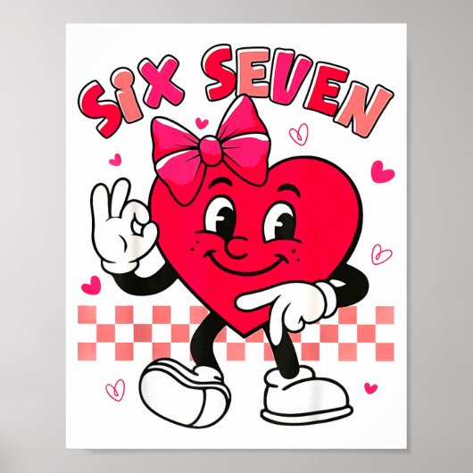 Checkered Six Seven Cool Hearts 67 Valentines Day  ポスター (正面)