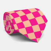 Checkered squares peach hot pink retro ネクタイ (ロール)