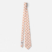 Checkered squares peach white retro Monogram ネクタイ (裏面)
