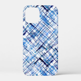 checkered, tartan, plaid, classic, blue, white iPhone 12 mini ケース