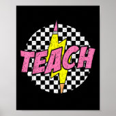 Checkered Teach Pencil Lightning Bolt Back To Scho ポスター (正面)