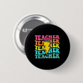 Checkered Teacher Bolt Lightning Back To School Te 缶バッジ (正面&裏面)