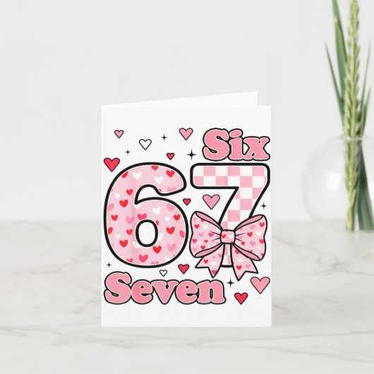 Checkered Valentine Cute Six Seven 6 7 Meme Teens  カード (正面)