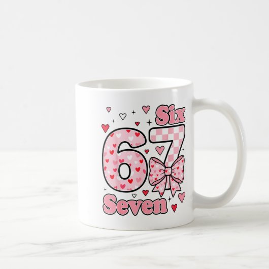Checkered Valentine Cute Six Seven 6 7 Meme Teens  コーヒーマグカップ (右)