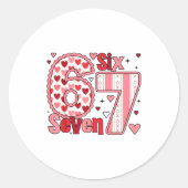 Checkered Valentine Cute Six Seven 6 7 Meme Teens  ラウンドシール (正面)
