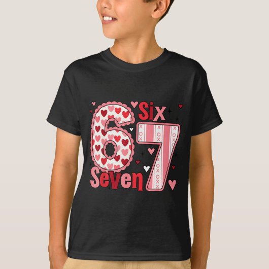 Checkered Valentine Cute Six Seven 6 7 Meme Teens  Tシャツ (正面)