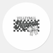 Checkered Volleyball Mama Coquette Bow Volleyball  ラウンドシール (正面)