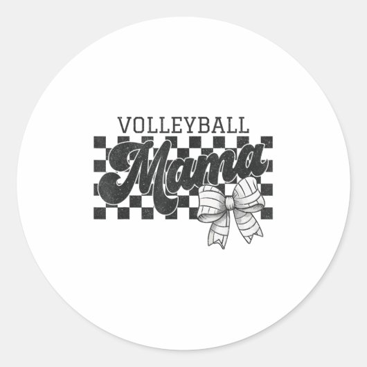 Checkered Volleyball Mama Coquette Bow Volleyball  ラウンドシール (正面)