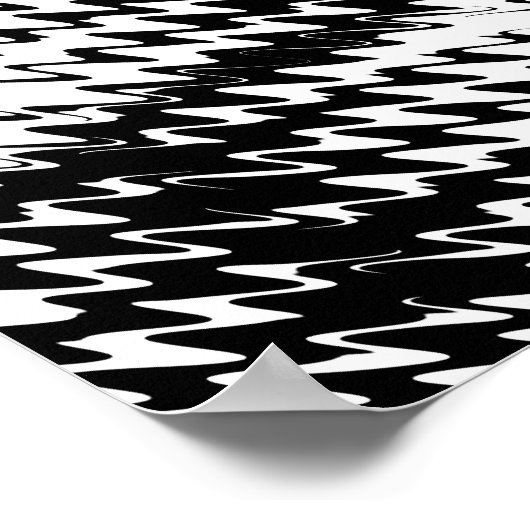Checkered Wave Distortion BW ポスター (角)