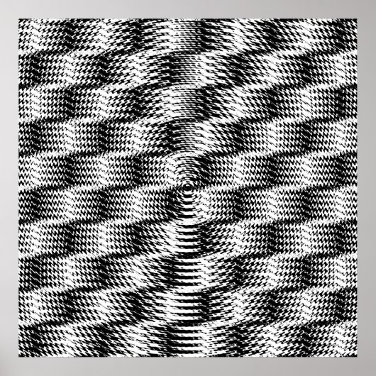 Checkered Wave Distortion BW ポスター (正面)