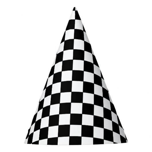 Checkered White and Black パーティーハット (正面)
