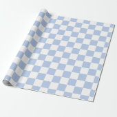 Checkered White Soft Sky Blue Wrapping Paper Roll ラッピングペーパー (アンロールド)