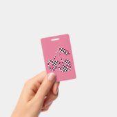Checkers & Pink Hearts Patterned Cherries バッジ (手持ち)