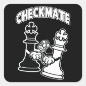 Checkmate Chess Tournament Art Black and White スクエアシール (正面)