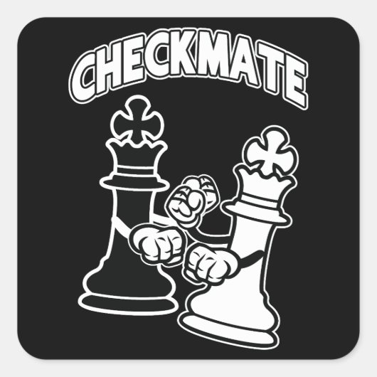 Checkmate Chess Tournament Art Black and White スクエアシール (正面)