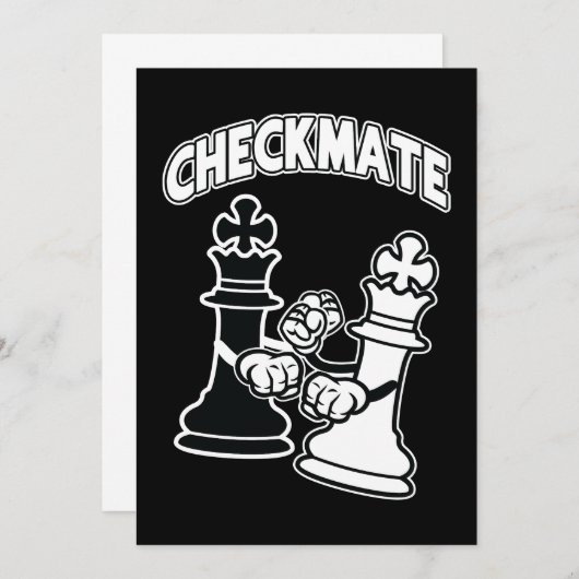 Checkmate Chess Tournament Art Black and White 招待状 (正面/裏面)