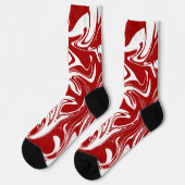 Checks and Swirls in Red and White ソックス (左)