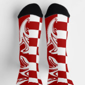 Checks and Swirls in Red and White ソックス (上部)