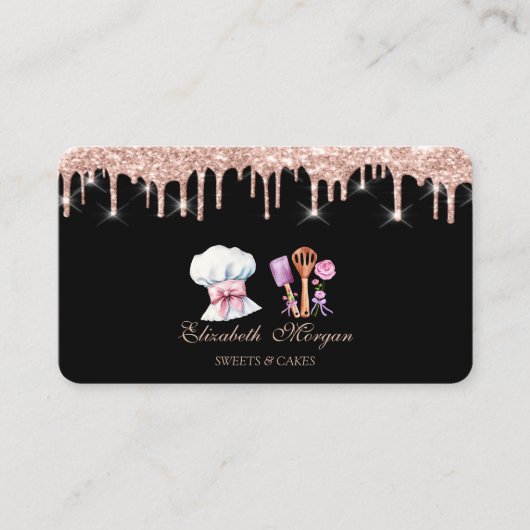 Cheef Tools Flowers Rose Gold Drips Bakery  名刺 (正面)