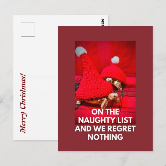 Cheeky Baby Turtles Best Friends Naughty List  ポストカード (正面/裏面)