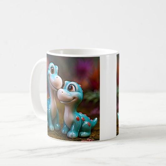 Cheeky Blue Dino Affection コーヒーマグカップ (正面左)