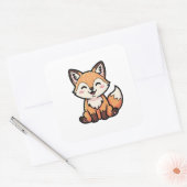 Cheeky Fox – Cute Kawaii Illustration スクエアシール (封筒)