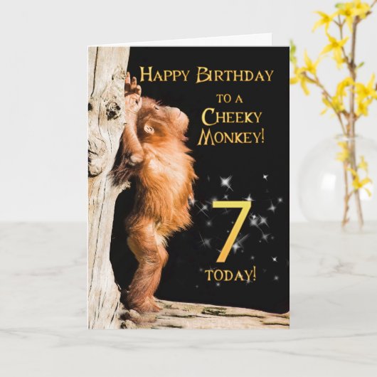 Cheeky monkey age 7 カード (黄色い花)