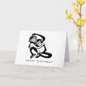 Cheeky monkey - BONOBO -Chimpanzee -Happy birthday カード (黄色い花)