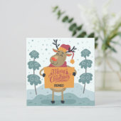 Cheeky Reindeer Christmas Greeting Card カード (スタンド正面)