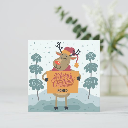 Cheeky Reindeer Christmas Greeting Card カード (スタンド正面)