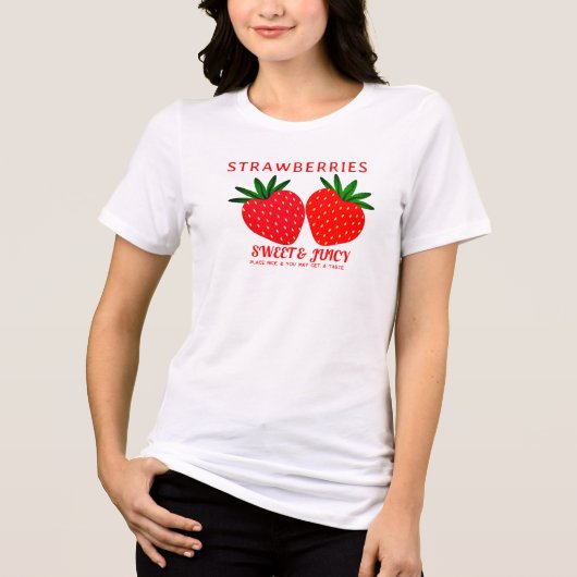 Cheeky Sweet Juicy Strawberries Tee - Berry Shirt トライブレンドＴシャツ (正面)