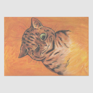 Cheeky Winking Cat Vintage Whimsical Feline Art 薄葉紙