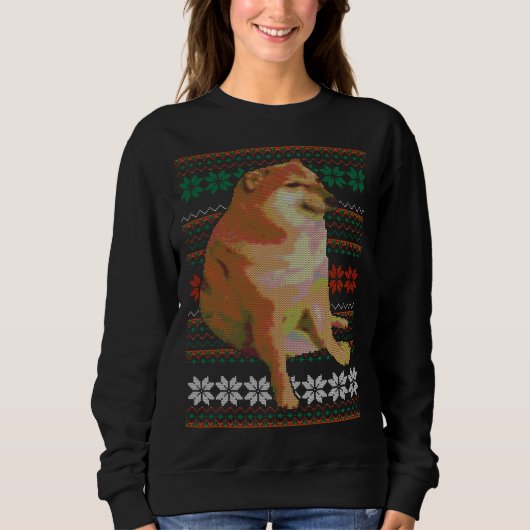 Cheems Ugly Christmas Sweater Doge Meme Design スウェットシャツ (正面)