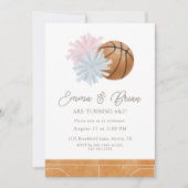 Cheer and Basketball Joint Twins or Siblings  招待状 (正面)