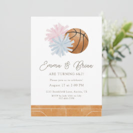 Cheer and Basketball Joint Twins or Siblings  招待状