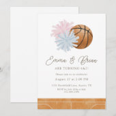 Cheer and Basketball Joint Twins or Siblings  招待状 (正面/裏面)