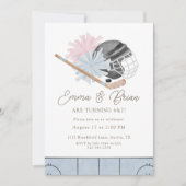 Cheer and Ice Hockey Siblings Joint Birthday  招待状 (正面)