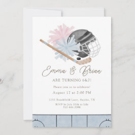 Cheer and Ice Hockey Siblings Joint Birthday  招待状