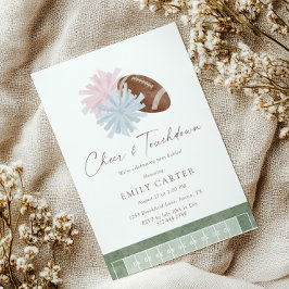 Cheer and Touchdown Twin Baby Shower 招待状