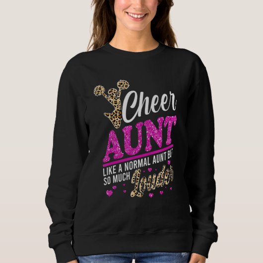 Cheer Aunt Biggest Fan Leopard Print And Pom Pom スウェットシャツ (正面)