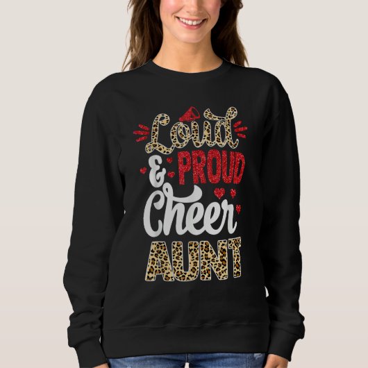 Cheer Aunt Biggest Fan Leopard Print And Pom Pom スウェットシャツ (正面)