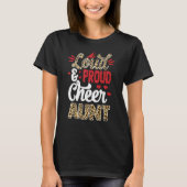 Cheer Aunt Biggest Fan Leopard Print And Pom Pom Tシャツ (正面)