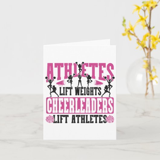 Cheer Cheerleading Athletes Lift Weights Cheerlead カード (黄色い花)