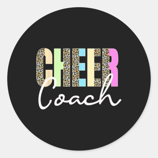 Cheer Coach Leopard Cheerleading Cute Cheer Coach ラウンドシール (正面)