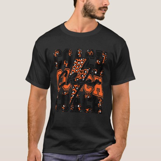 Cheer Coach Lightning Bolt Cheer Leopard Orange Bl Tシャツ (正面)