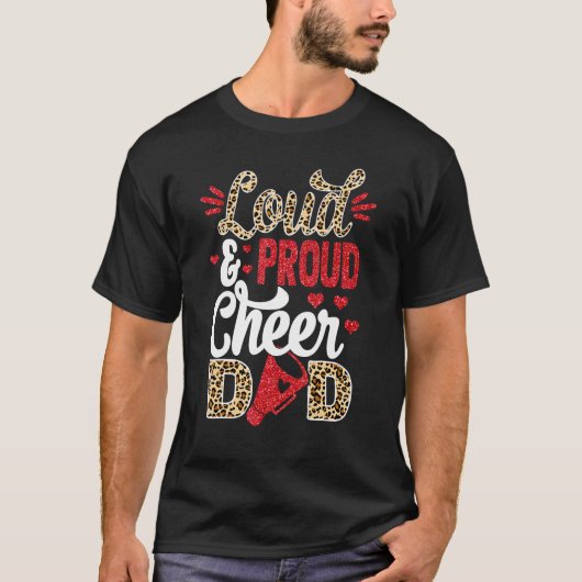 Cheer Dad Biggest Fan Leopard Print And Pom Pom Tシャツ (正面)