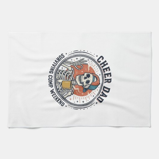 Cheer Dad Surviving Comp Weekend Skeleton Shirt_1 キッチンタオル (横)