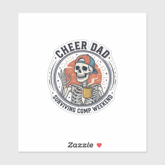 Cheer Dad Surviving Comp Weekend Skeleton Shirt_1 シール (シート)