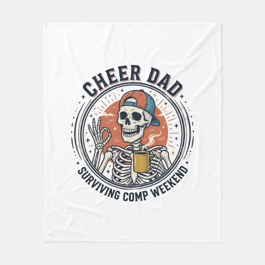 Cheer Dad Surviving Comp Weekend Skeleton Shirt_1 フリースブランケット (正面)